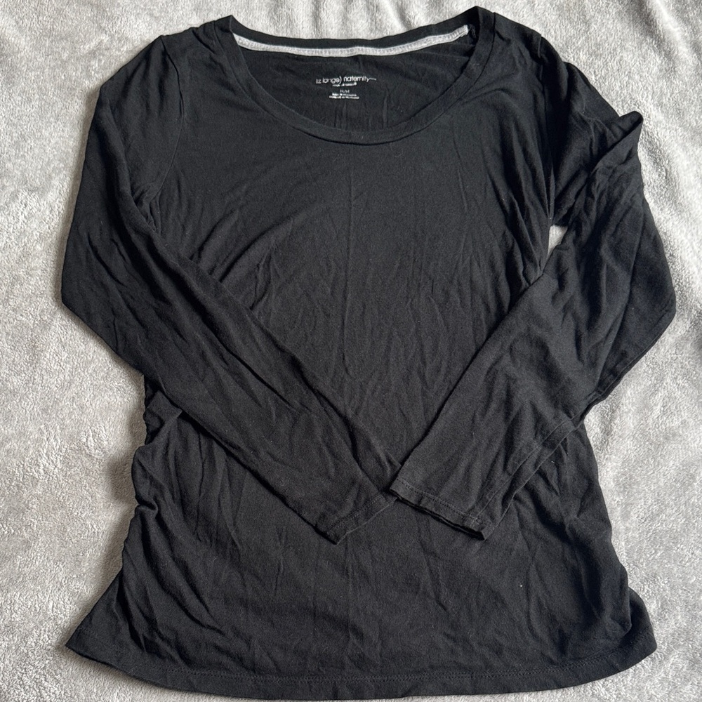 5/$25 Liz Lange Maternity Classic Black Long Sleeve Tee